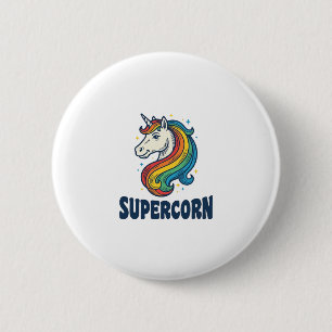 Supercorn Eenhoorn Vintage Gravure T-Shirt Ontwerp Ronde Button 5,7 Cm