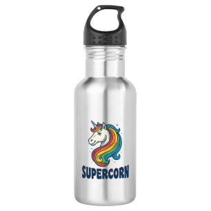 Supercorn Eenhoorn Vintage Gravure T-Shirt Ontwerp Waterfles