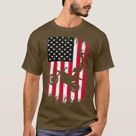 Supercross Freestyle Motocross Amerikaanse vlag T-shirt (Voorkant)