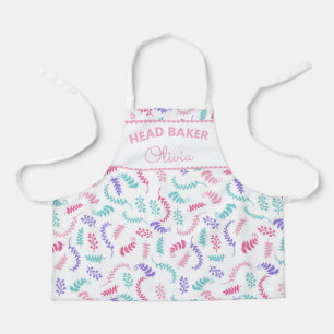 Supercute Hoofdbakker Kleurrijk Patroon Naam Schor Schort