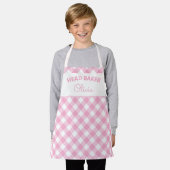 Supercute Hoofdbakker Roze Gingham Naam Schort (Gedragen)