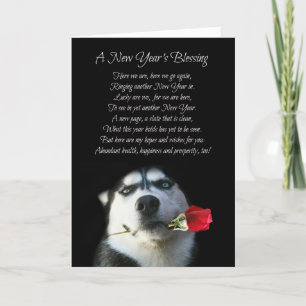 Supercute Nieuwjaarskaart met husky hond Feestdagen Kaart