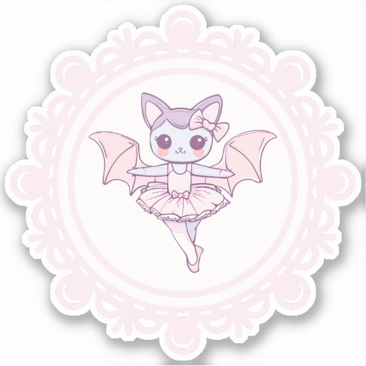 Supercute Pinky Ballerina Bat Sticker (Voorkant)