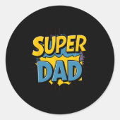 Superdad Grappige Superheld Dad Design Kostuum voo Ronde Sticker (Voorkant)