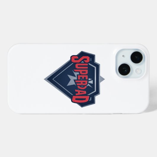 SuperDad Hero Shield Vaderdag iPhone 15 Hoesje (Achterkant (horizontaal))