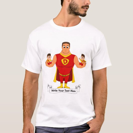 Superdad met tweeling - cartoon t-shirt (Voorkant)