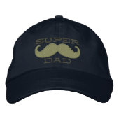 Superdad Mustache SUPER DAD Geborduurde Pet (Voorkant)