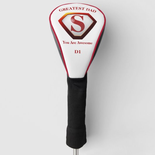 SuperDad White+Red Pipe Golfheadcover (Voorkant)