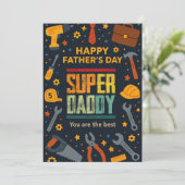 SuperDaddy Garden Happy Fathers Day Gifts Kaarten (Staand voorkant)