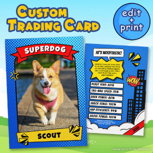 Superdog Comic Trading Kaart Funny Custom Dog Kaar Contactkaartje