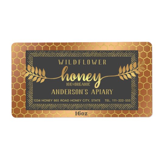  superfijn kalligrafie honingbijenkast jar etiket (Voorkant)