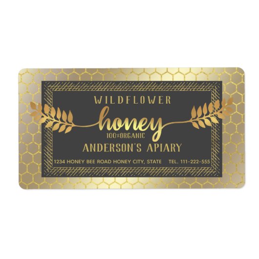 superfijn kalligrafie honingbijenkast jar etiket (Voorkant)