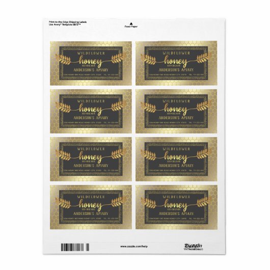  superfijn kalligrafie honingbijenkast jar etiket (Full Sheet)