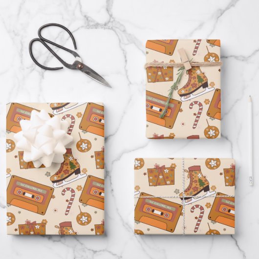 Superflorale Retro Kerstvreugde Inpakpapier Vel (Voorkant)