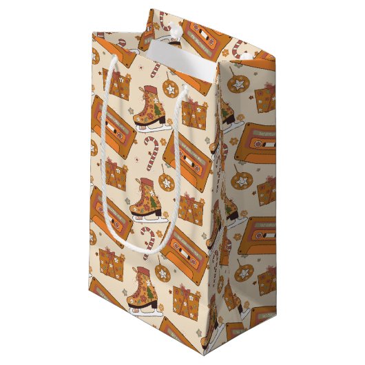Superflorale Retro Kerstvreugde Klein Cadeauzakje (Voorkant Gekanteld)