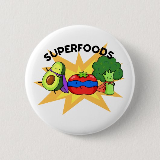 Superfoods Funny Vegetable Pun Ronde Button 5,7 Cm (Voorkant)