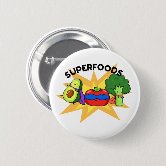 Superfoods Funny Vegetable Pun Ronde Button 5,7 Cm (Voorkant /achterkant)
