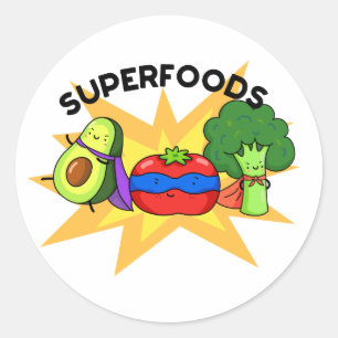 Superfoods Funny Vegetable Pun Ronde Sticker