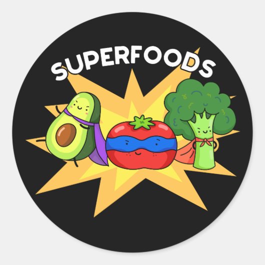 Superfoods Funny Vegetable Pun Ronde Sticker (Voorkant)