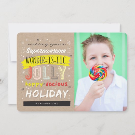Supergaaf Wonderistic Jolly Happydocious Photo Feestdagenkaart (Voorkant)