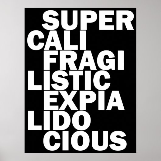 supergeavanceerd, expialidocieus zwart poster (Voorkant)