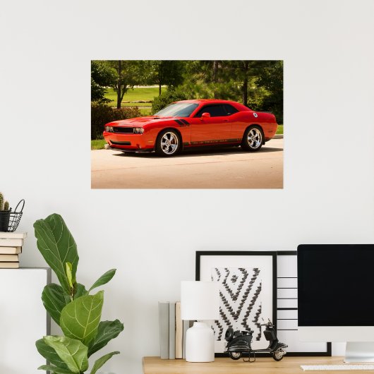 Supergeladen Dodge Challenger Poster (Thuiskantoor)
