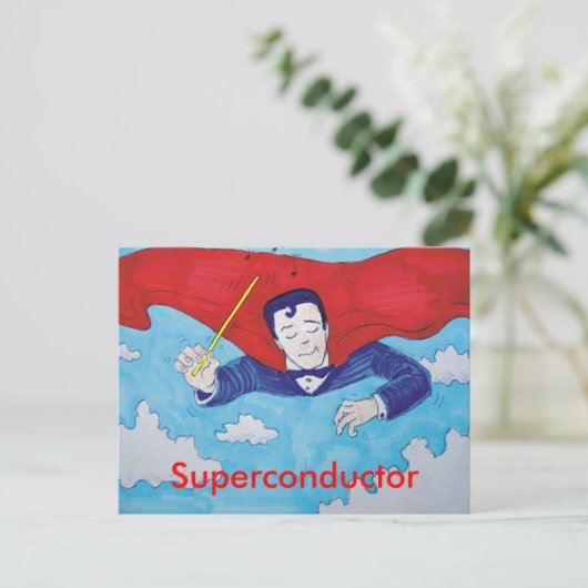 Supergeleider-cartoon Briefkaart (Staand voorkant)