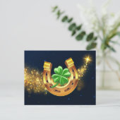 Supergelukzak hoefijzer 4-bladklaver schietster briefkaart (Staand voorkant)