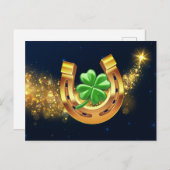 Supergelukzak hoefijzer 4-bladklaver schietster briefkaart (Voorkant / Achterkant)