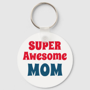 SuperGeweldige mammaangrafie Rood en Blauw Typogra Sleutelhanger