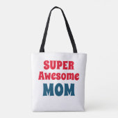 SuperGeweldige mammaangrafie Rood en Blauw Typogra Tote Bag (Achterkant)