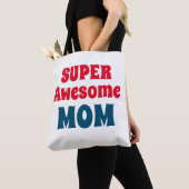 SuperGeweldige mammaangrafie Rood en Blauw Typogra Tote Bag (Dichtbij)