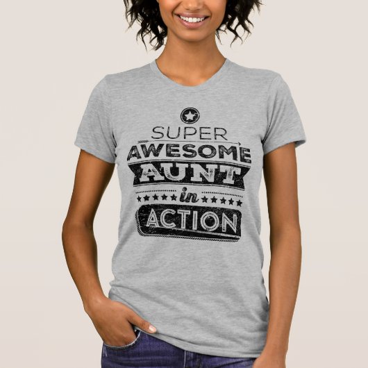 SuperGeweldige tante in actie (Hipster-stijl) T-shirt (Voorkant)