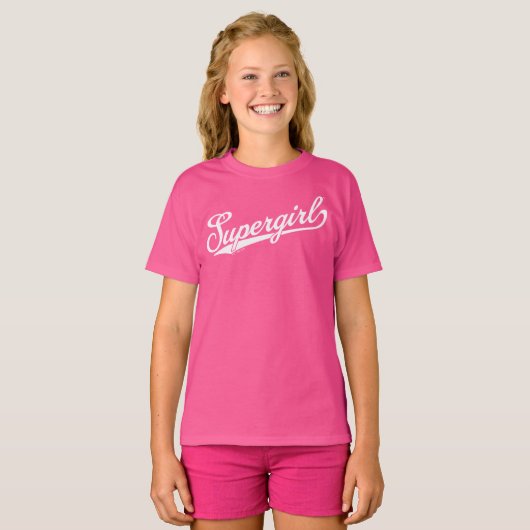 Supergirl Baseball All-Star Naam Logo T-shirt (Voorkant volledig)