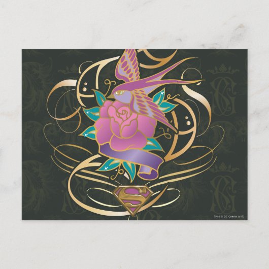 Supergirl Bird en Flower Briefkaart (Voorkant)