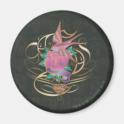 Supergirl Bird en Flower Magneet (Voorkant)