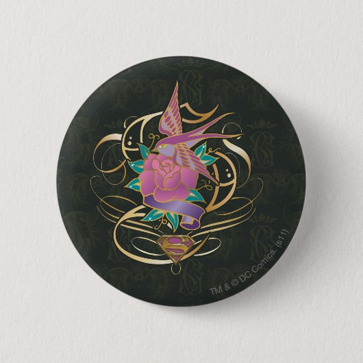 Supergirl Bird en Flower Ronde Button 5,7 Cm (Voorkant)
