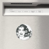 Supergirl Black and White Tekening 2 Magneet (Insitu (Vaatwasser))