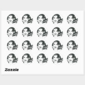 Supergirl Black and White Tekening 2 Ronde Sticker (Vel)