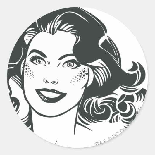 Supergirl Black and White Tekening 2 Ronde Sticker (Voorkant)