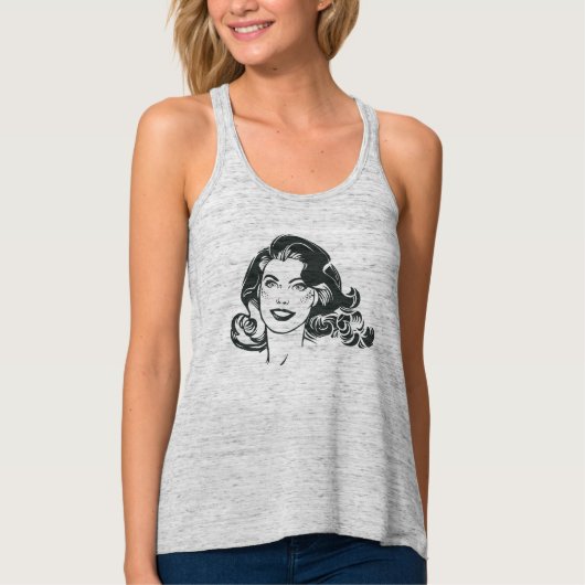 Supergirl Black and White Tekening 2 Tanktop (Voorkant)