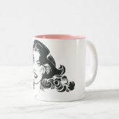 Supergirl Black and White Tekening 2 Tweekleurige Koffiemok (Voorkant rechts)