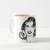 Supergirl Black and White Tekening 2 Tweekleurige Koffiemok (Voorkant links)