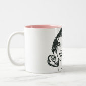 Supergirl Black and White Tekening 2 Tweekleurige Koffiemok (Links)