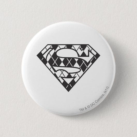 Supergirl Black Argyle Logo Ronde Button 5,7 Cm (Voorkant)