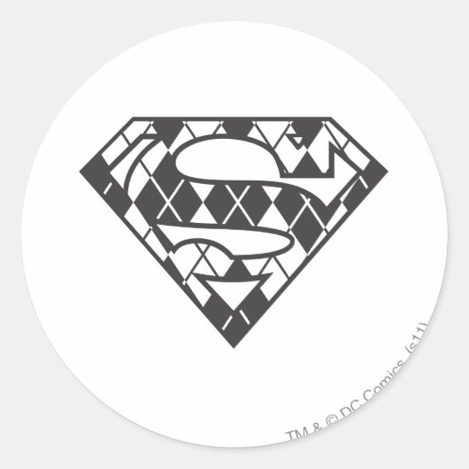 Supergirl Black Argyle Logo Ronde Sticker (Voorkant)