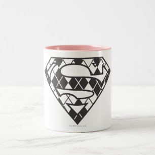Supergirl Black Argyle Logo Tweekleurige Koffiemok