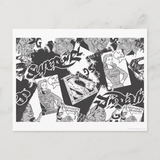 Supergirl Black en White Collage Briefkaart (Voorkant)