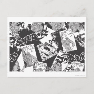 Supergirl Black en White Collage Briefkaart