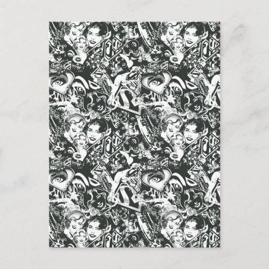 Supergirl Black en White Collage Briefkaart (Voorkant)